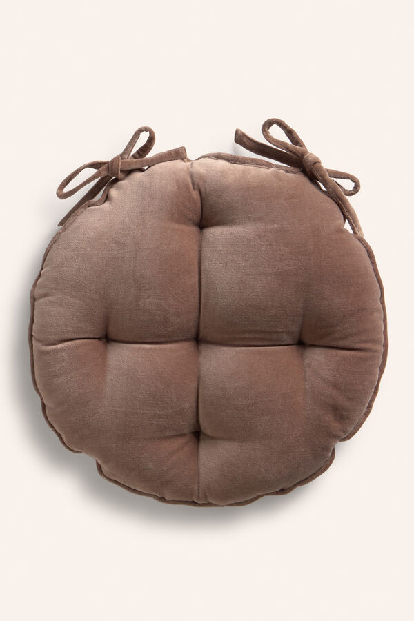 Calma House Brown Velvet Round Chair Cushion Velour nude