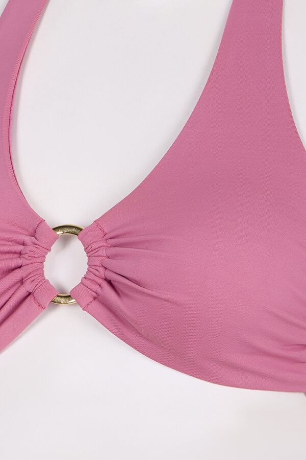 Penti Top biqu&iacute;ni halter com aro central rosa