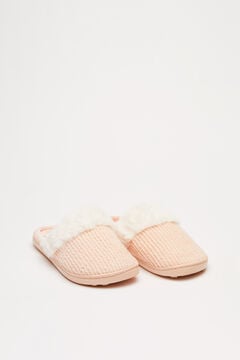 Womensecret Pink textured faux fur slippers pink