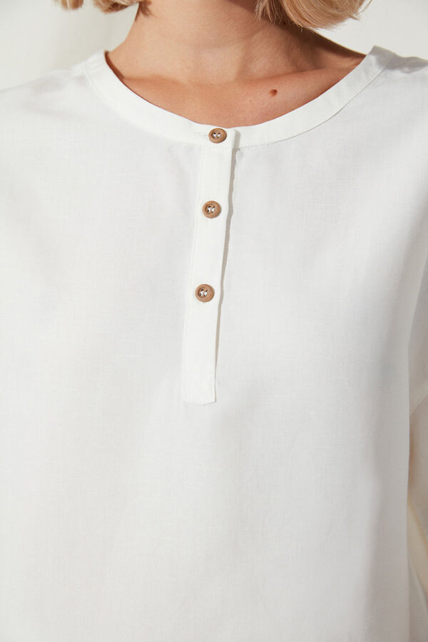 Womensecret White short pyjamas linen buttons Weiß