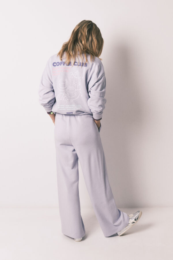 HI&BYE Lilac fleece flare long trousers blue