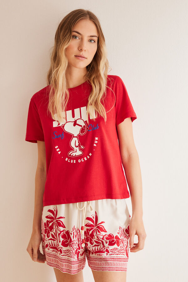 Womensecret T-Shirt 100 % Baumwolle Rot Snoopy  Rot