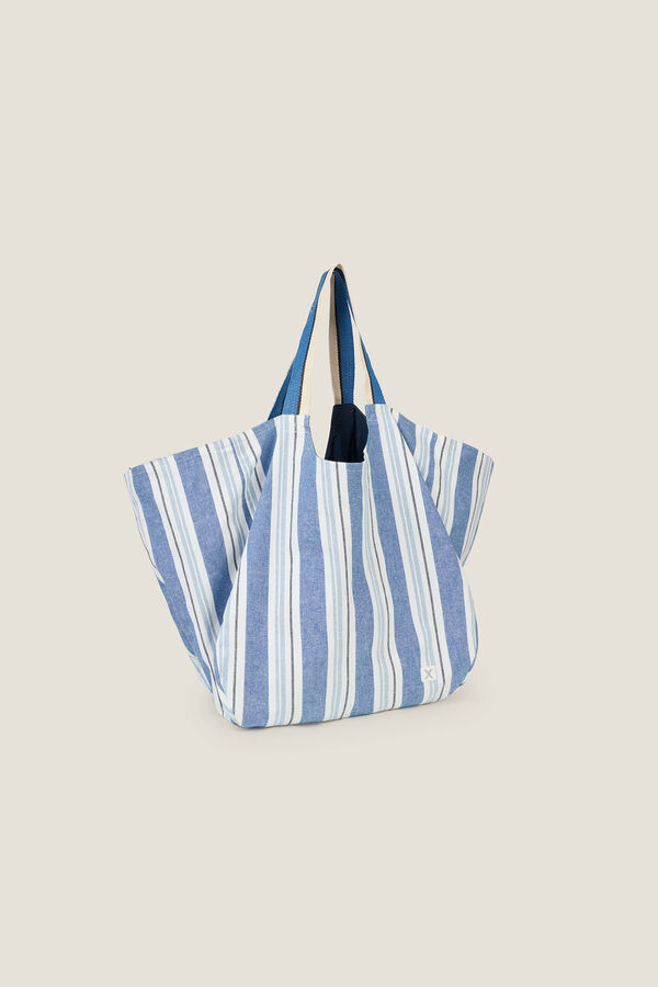 Womensecret Striped cotton bucket bag kék