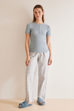 Womensecret Lurex pyjamas and check long trousers blue