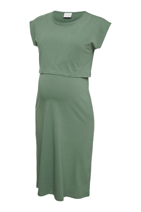 Mamalicious Maternity and breastfeeding short dress green