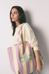 HI&BYE Lilac striped print tote bag pink