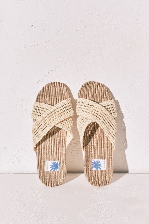 Women'secret Rafia effect strappy sandal nude