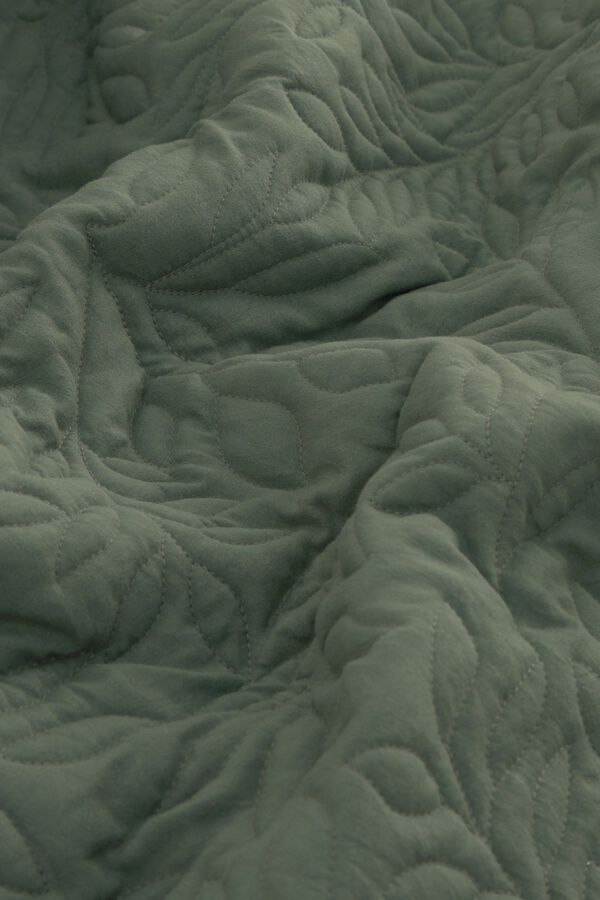 Textura Reversible embroidered polka-dot duvet green