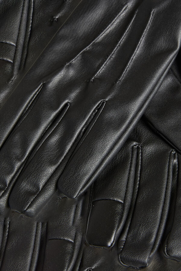 Pieces Faux leather gloves black