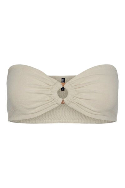 Womensecret Linen and cotton bandeau top with wooden hoop detail at the neckline. imprimé
