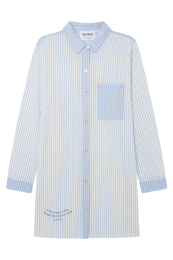 Womensecret Classic striped 100% cotton SmileyWorld ® nightgown blue