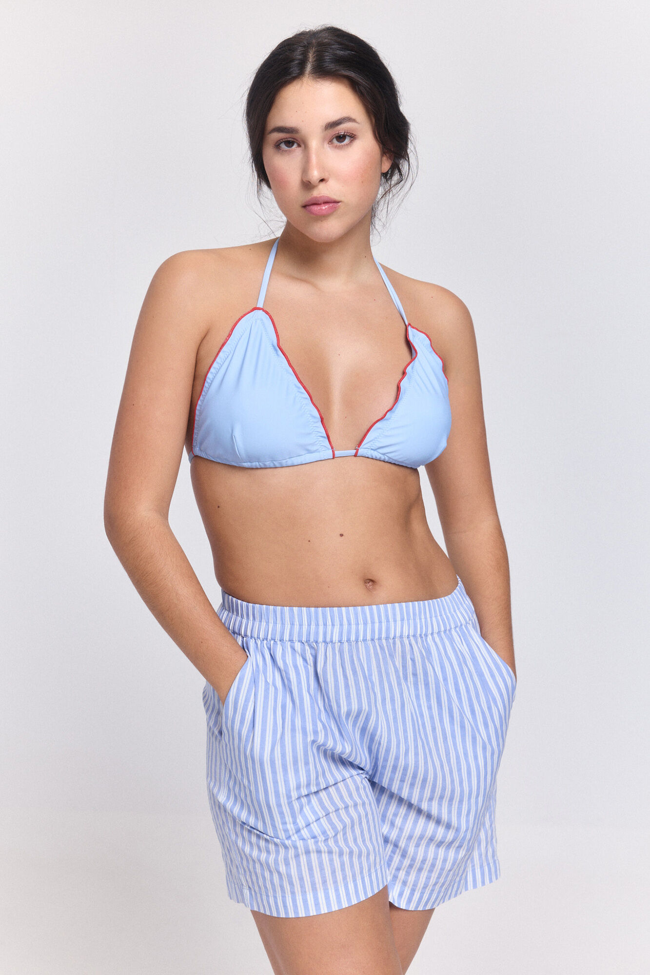 Pieces Gestreifte Shorts