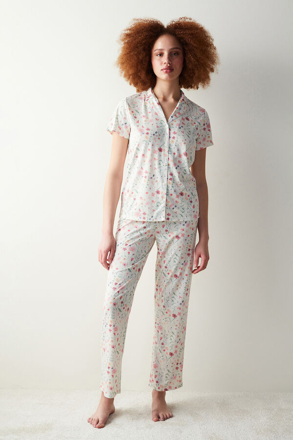 Womensecret Conjunto de pijama com camisola e calça flores de primavera estampado
