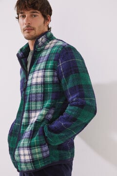Womensecret Men's checked faux shearling jacket printed