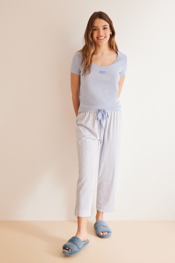 Womensecret Blue striped print pyjamas kék