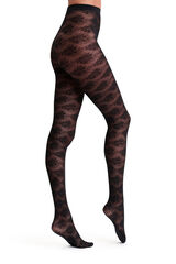 DIM Panty con motivo de encaje de flores 20 Deniers negro