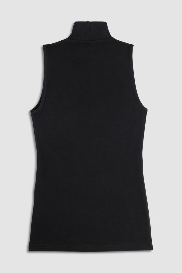 Cotonella Camiseta sin mangas de cuello alto negra  negro