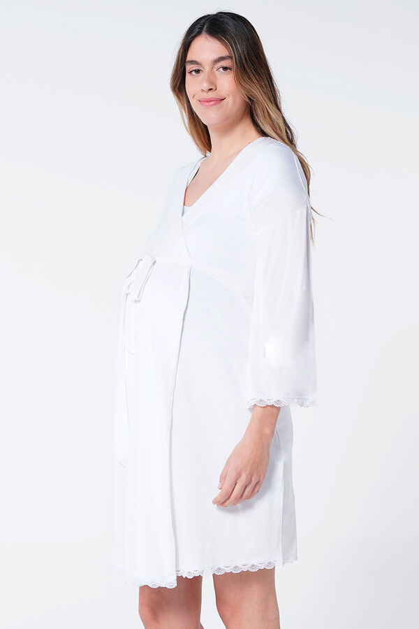 Bata premamá estampada con detalles de blonda – Ohma! Maternitywear