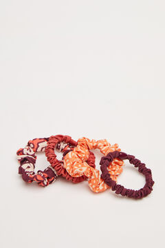 Womensecret Pack of 4 orange and burgundy scrunchies  printed