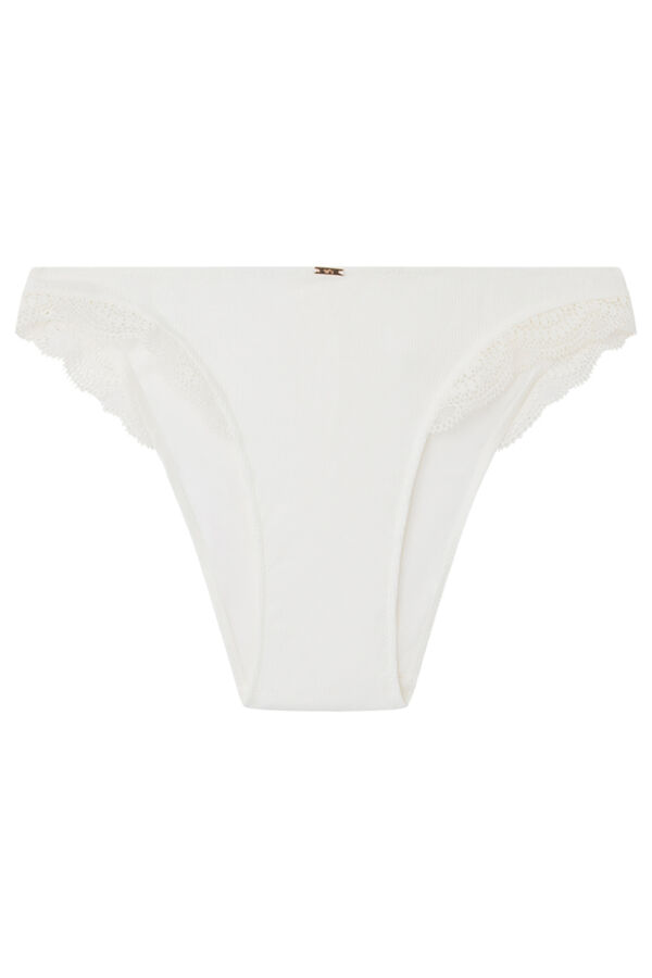 Womensecret Classic ivory cotton and lace panty beige