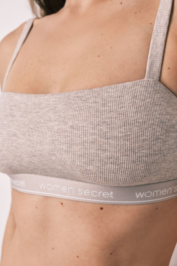 Women'secret Brown cotton ribbed bra top nude