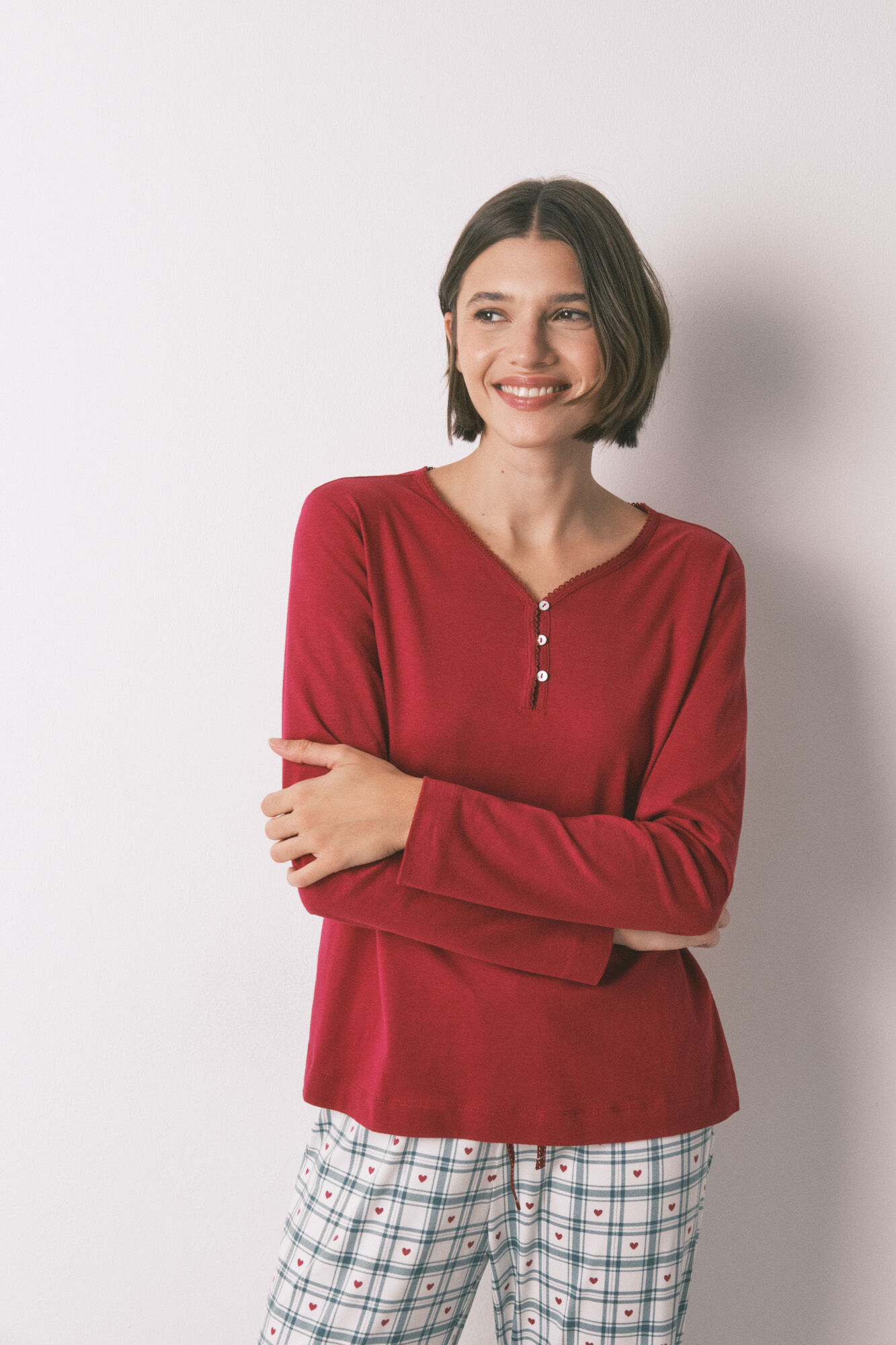 Women'secret 100% cotton red long sleeve T-shirt