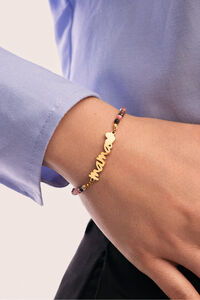 Singularu Pulsera Mam&aacute; Heart Tourmaline Acero Ba&ntilde;o Oro