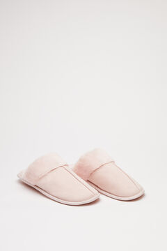 Womensecret Pink faux suede fur slippers pink