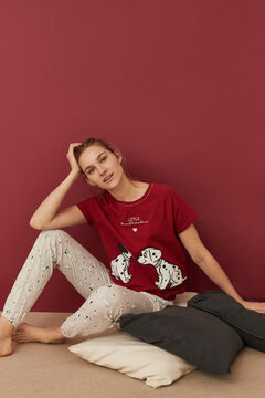 Womensecret Red 100% cotton 101 Dalmatian kiss pyjamas burgundy