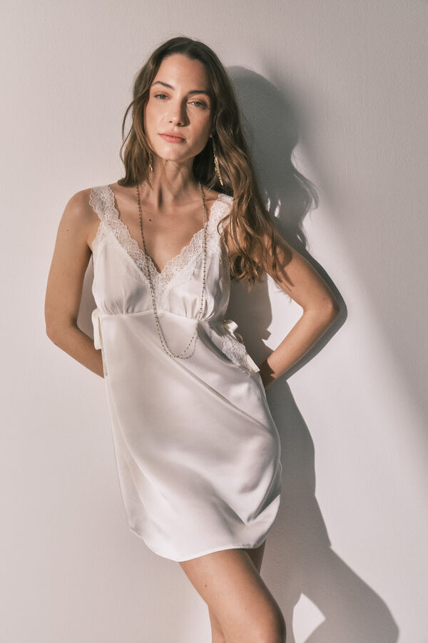 Women'secret Beige satin short pyjamas beige