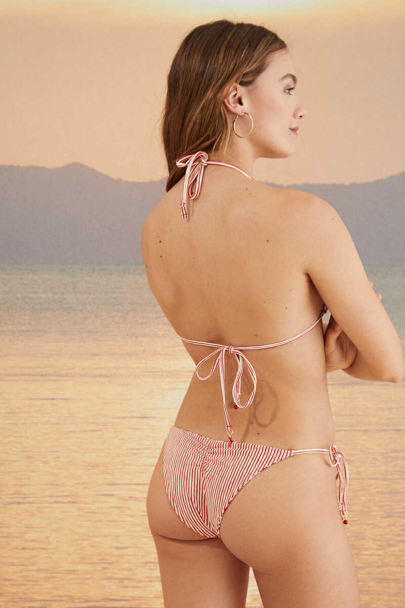 Womensecret Reversible floral or striped halterneck bikini top brown