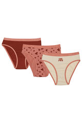 Womensecret Pack de 3 cuecas de menina estampadas com cintura elástica rosa