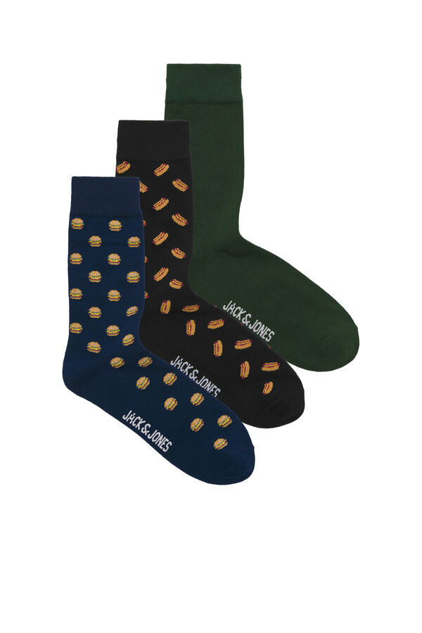 Jack & Jones Pack 3 meias estampadas azul