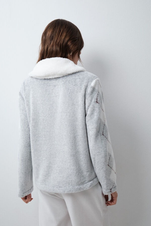 Women'secret Robe de chambre veste &agrave; losanges fermeture &eacute;clair gris