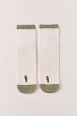 Women'secret Olive embroidered short socks green