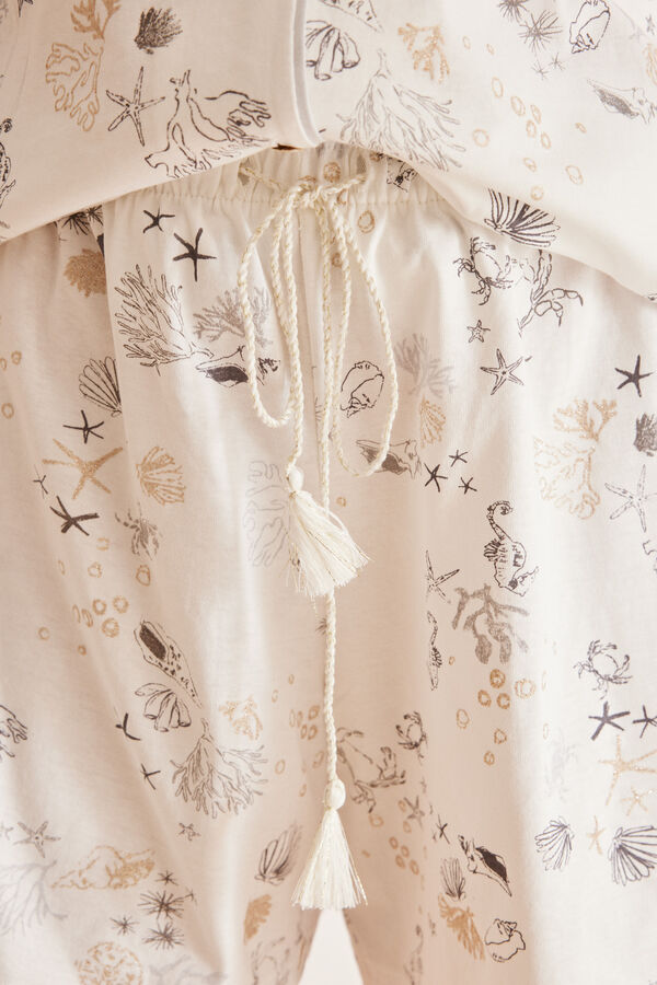 Womensecret Pyjama chemise court 100 % coton mar blanc