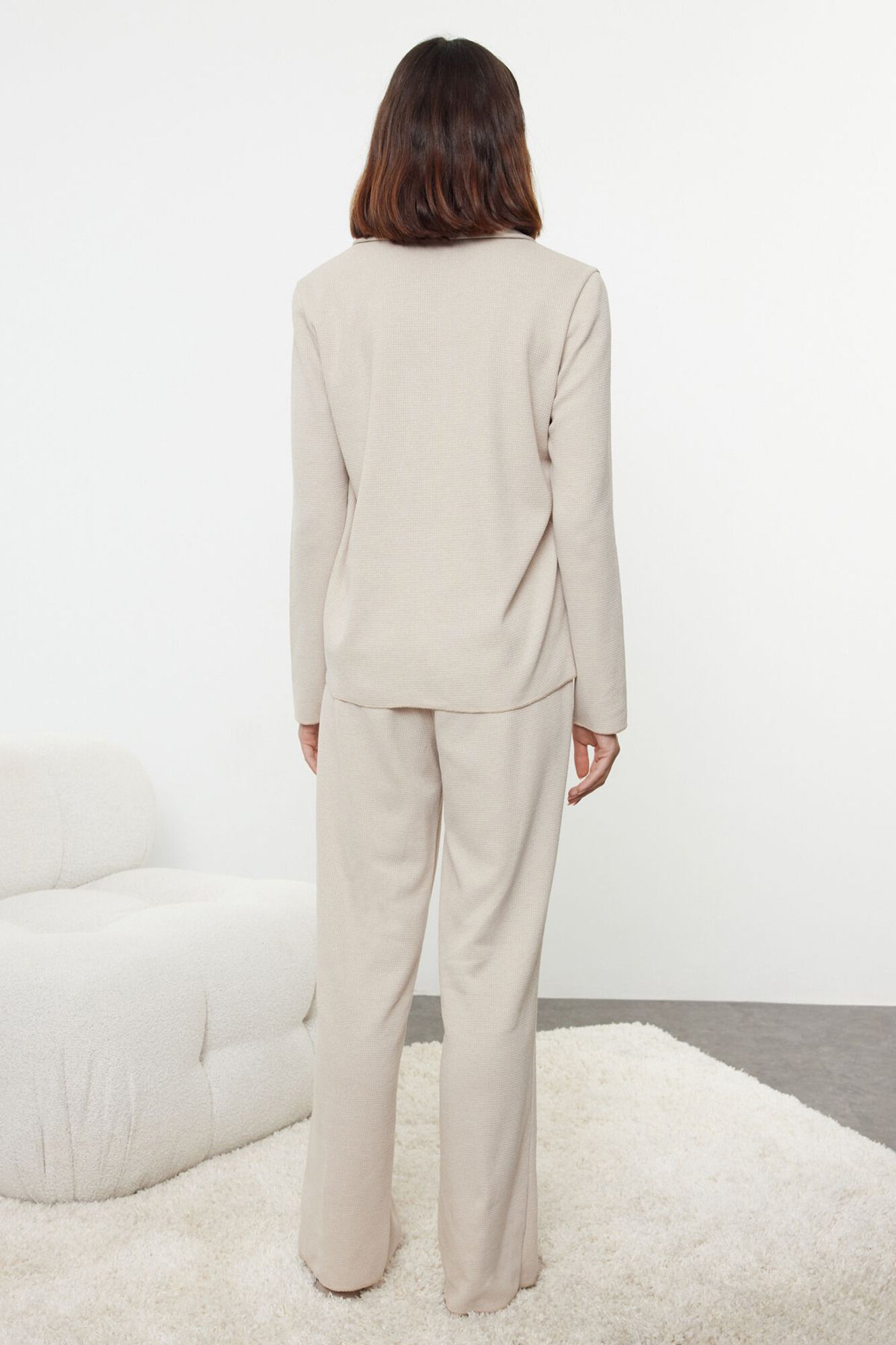 Trendyol Conjunto de pijama camiseiro de malha com la&ccedil;os