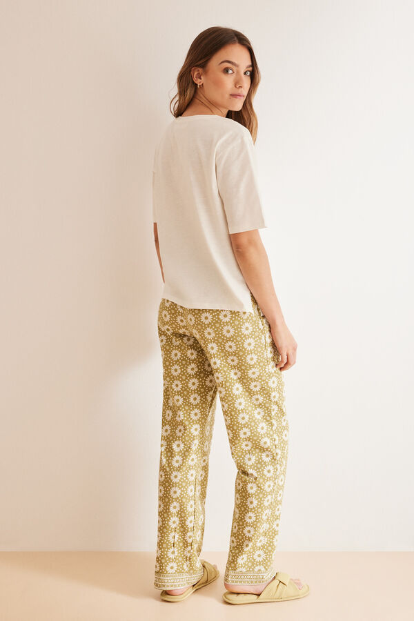 Womensecret 100% cotton pyjamas with floral bottoms Bež