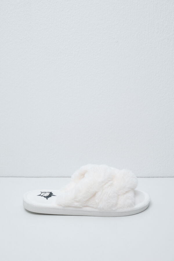 Women'secret White plush Snoopy slippers beige