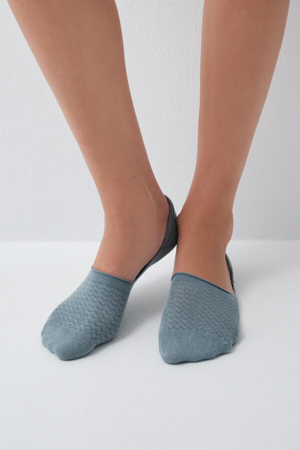 Women'secret Blue 3-pack textured no-show socks blue