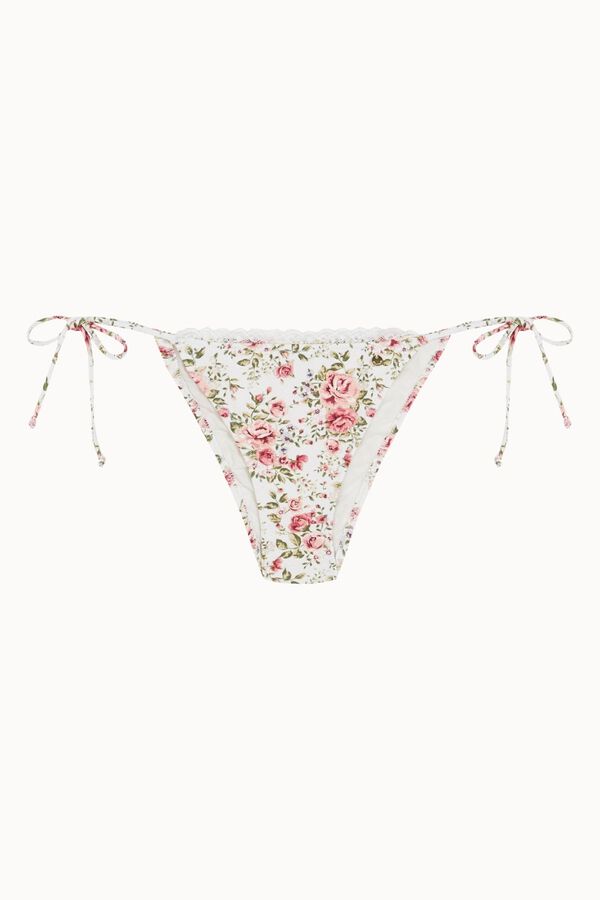 Bohodot Floral tie Brazilian bikini bottoms white