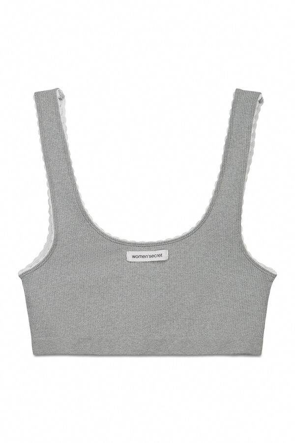 Women'secret Grey seamless ribbed top grey