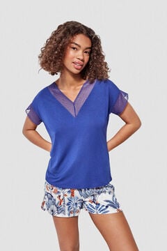 Womensecret Plain short sleeve pyjama top Blau