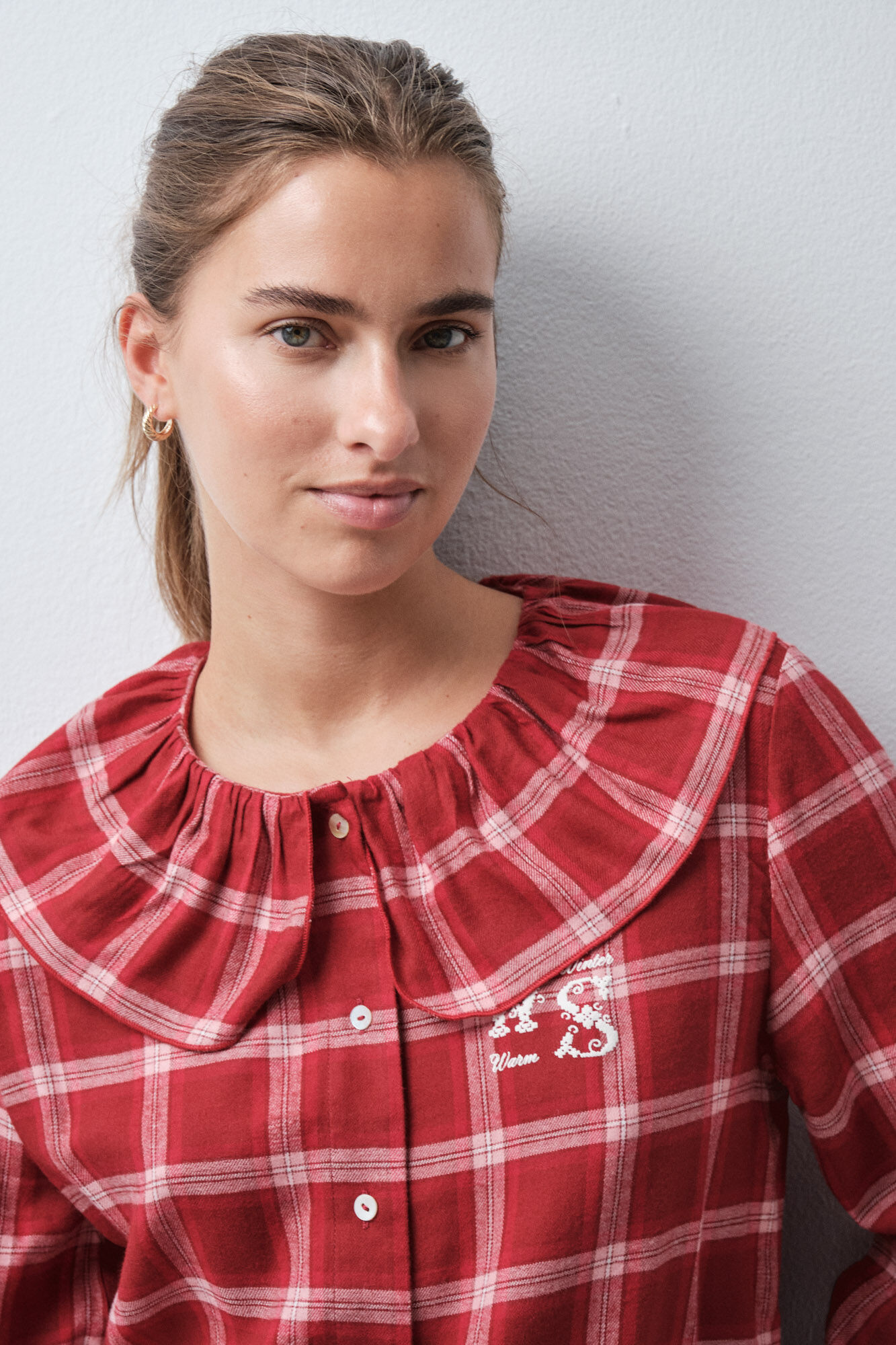 Women'secret Plaid short nightgown with Peter Pan collar