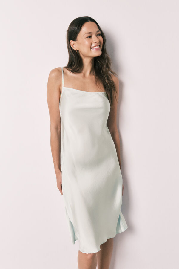 Women'secret Green satin strappy midi nightgown green