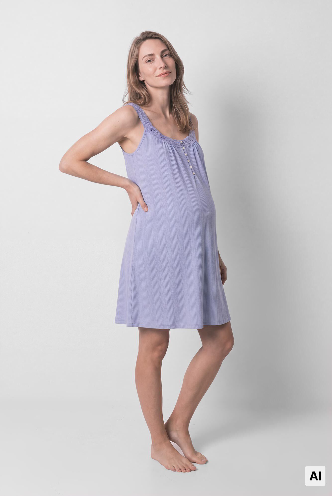 Women'secret Blue maternity lace strap nightgown