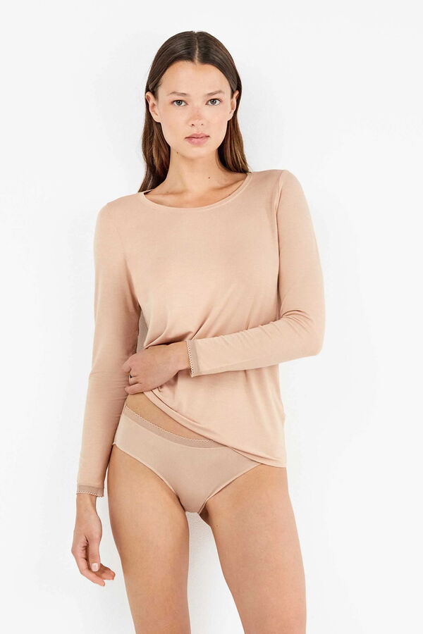 Gisela Basic midi panty with lace trim Braon