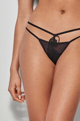 Womensecret Tanga with front strap detail Crna
