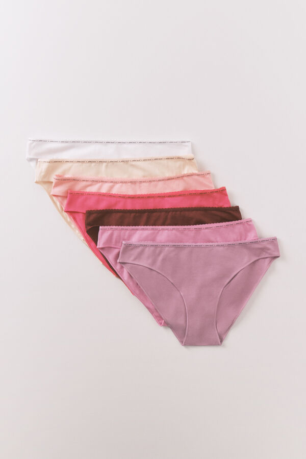 Women'secret 7-pack pink cotton classic panties white