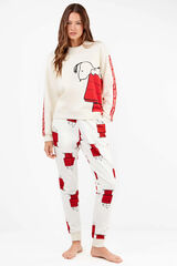 Gisela Conjunto de pijama el&aacute;stica extramacia da casa Snoopy bege